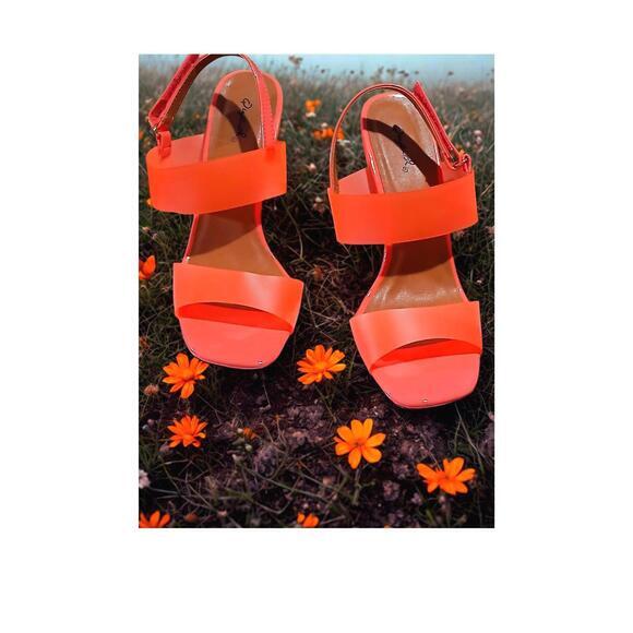 Stylish Coral Heeled Sandals by Qupid - Picture 1 of 7